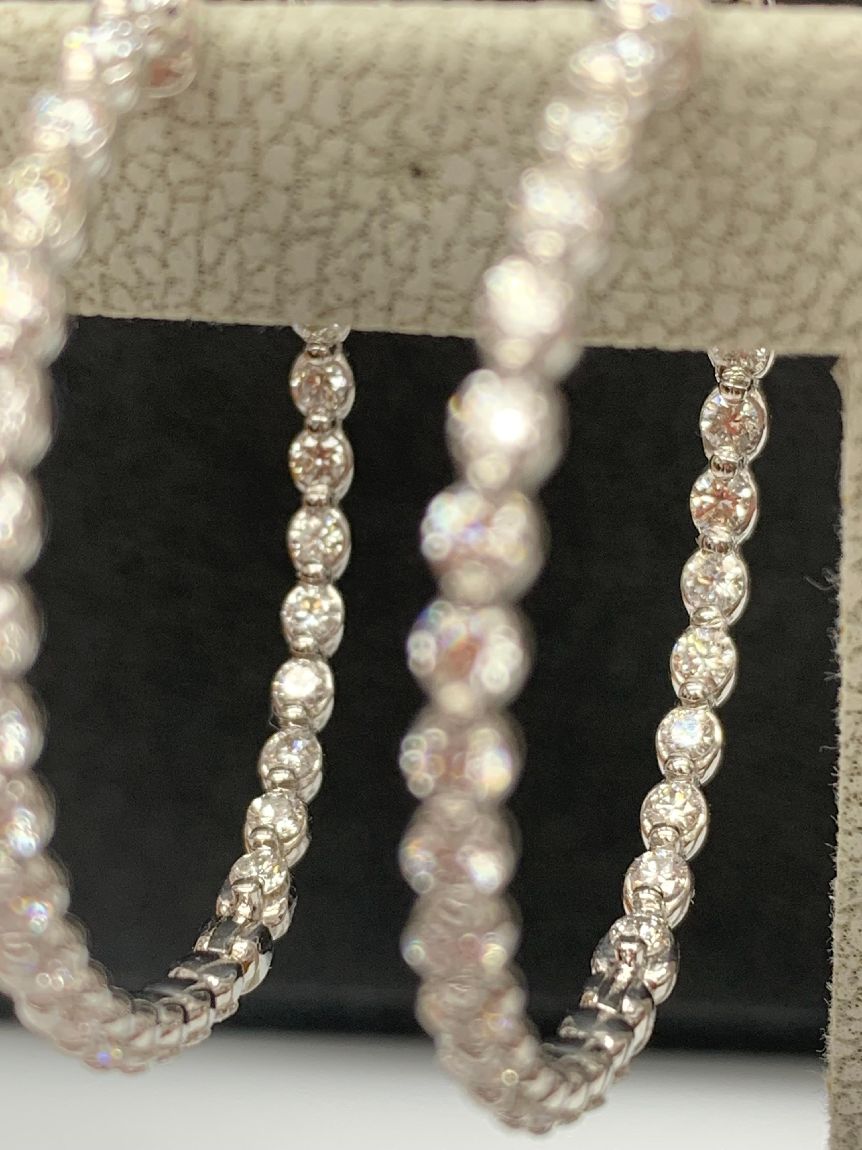 2.01 Carat Brilliant Cut Round Diamond Hoop Earrings in 14K White Gold In New Condition For Sale In NEW YORK, NY