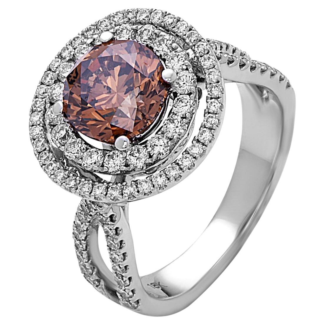 2.01 Carat Brown and White Diamond Cocktail Ring