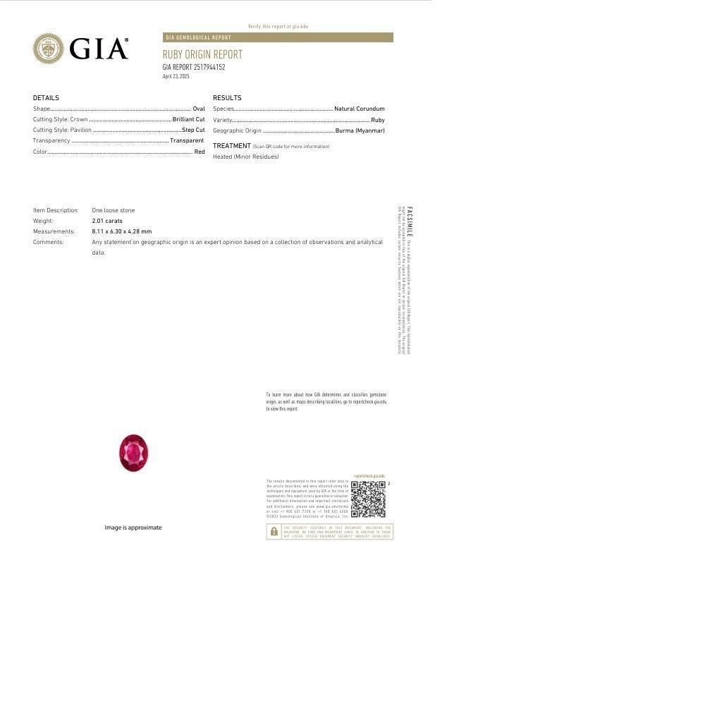 2,01 Karat birmanischer Rubin-Diamant-Platin-Dreisteinring, GIA zertifiziert im Angebot 1