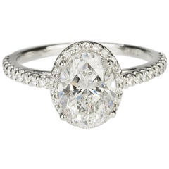 2.01 Carat D Color Oval Diamond Platinum Ring