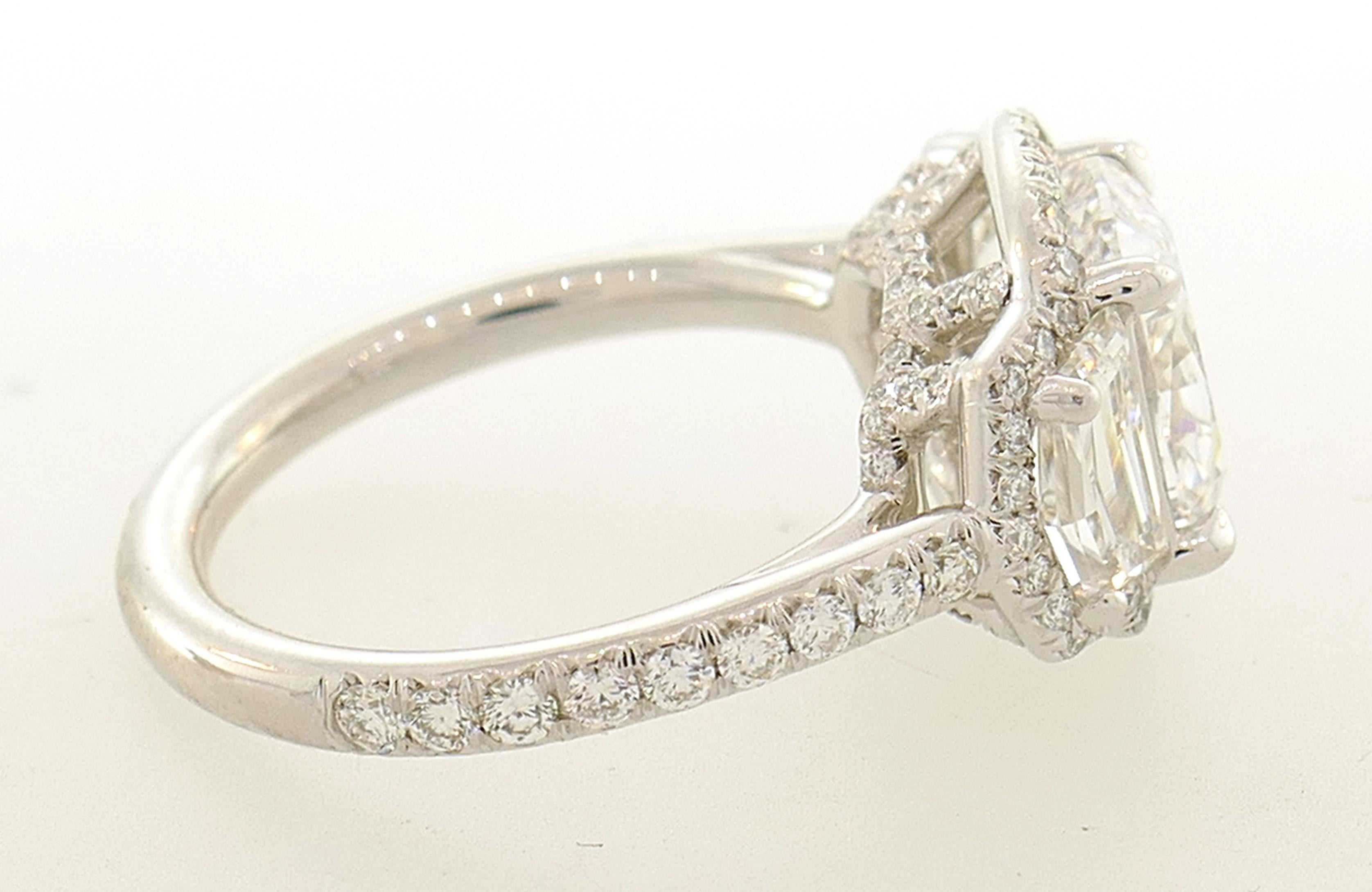 Modern 2.01 Carat D VVS2 GIA Diamond Platinum Ring by Ernie Eichberg