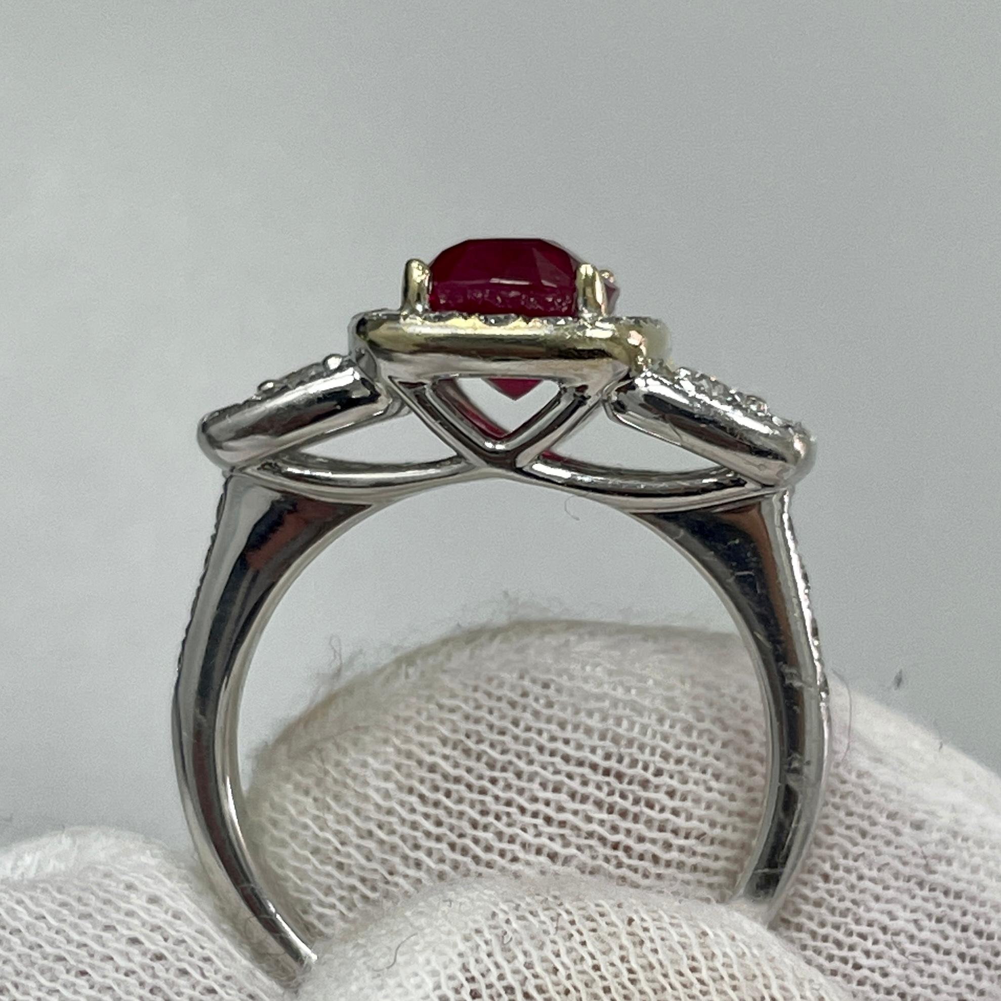 2.01 Carat Deep Red Ruby & Diamond 18K White Gold Ring In New Condition For Sale In New York, NY