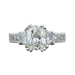 Bague de fiançailles en or G/VVS2 avec diamants de 2,01 carats taille coussin