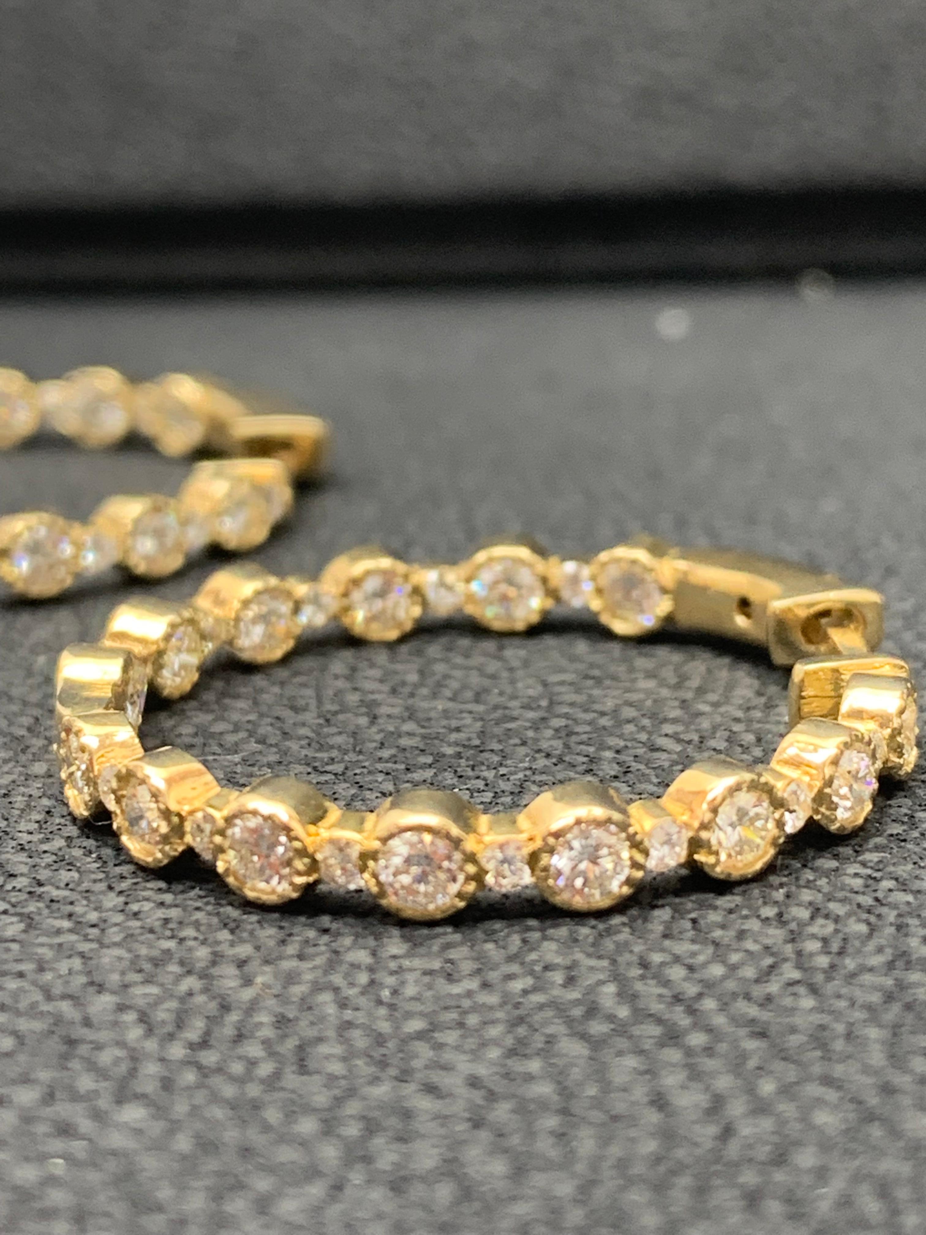 2.01 Carat Diamond Hoop Earrings in 14K Yellow Gold For Sale 2