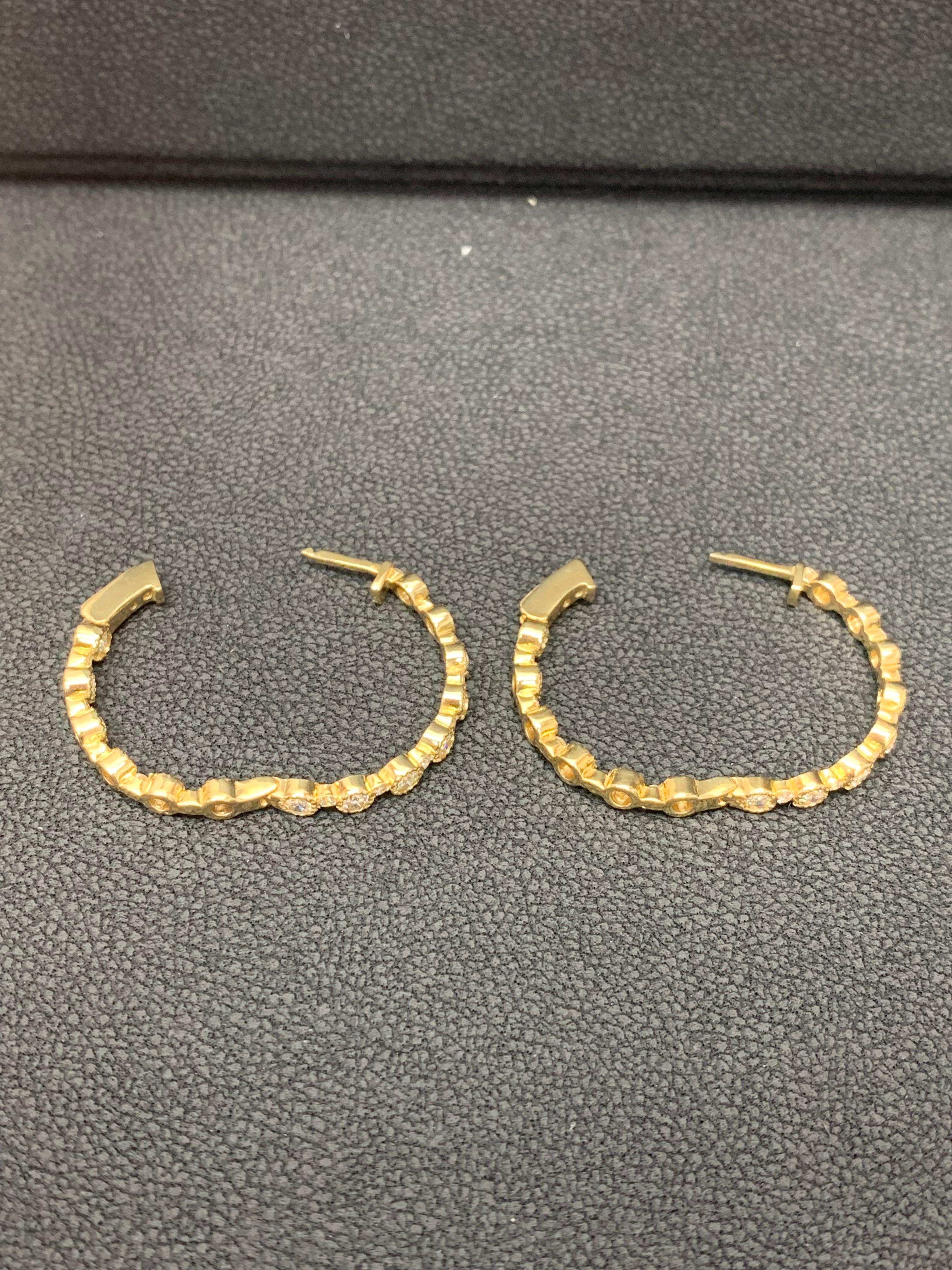 2.01 Carat Diamond Hoop Earrings in 14K Yellow Gold For Sale 3