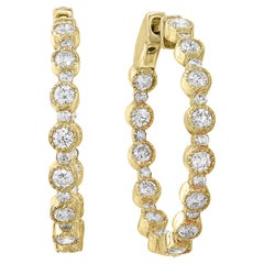 Orecchini a cerchio con diamanti da 2,01 carati in oro giallo 14K