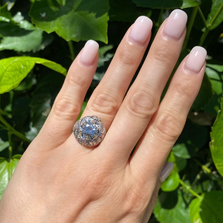 2.01 Carat Diamond Platinum Art Deco Revival Ring Estate Fine Jewelry