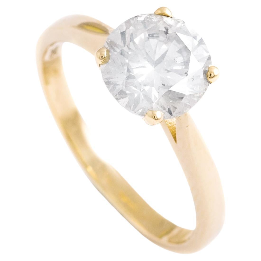 2.01 Carat Diamond Solitaire Yellow Gold Ring For Sale