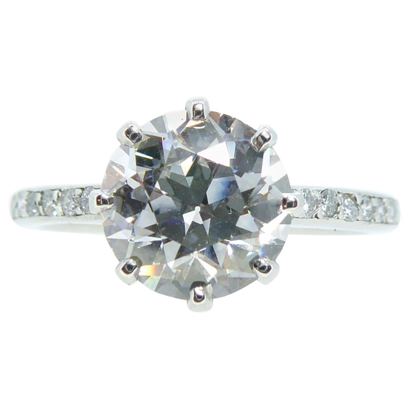 2.01 Carat Early Brilliant Cut Diamond, Platinum Solitaire Ring, circa 1940s