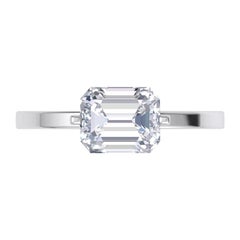 2.01 Carat Emerald Cut Diamond Engagement Ring 18 Karat White Gold