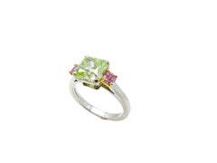 2.01 Carat Fancy Intense Yellow Green and Fancy Vivid Pink Diamond Ring
