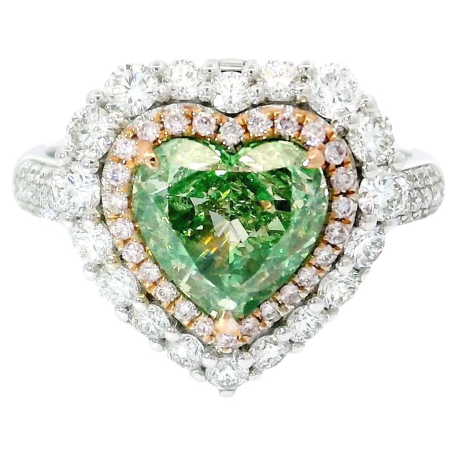 2.01 Carat Fancy Light Brownish Greenish Yellow VS2 Clarity Diamond Ring