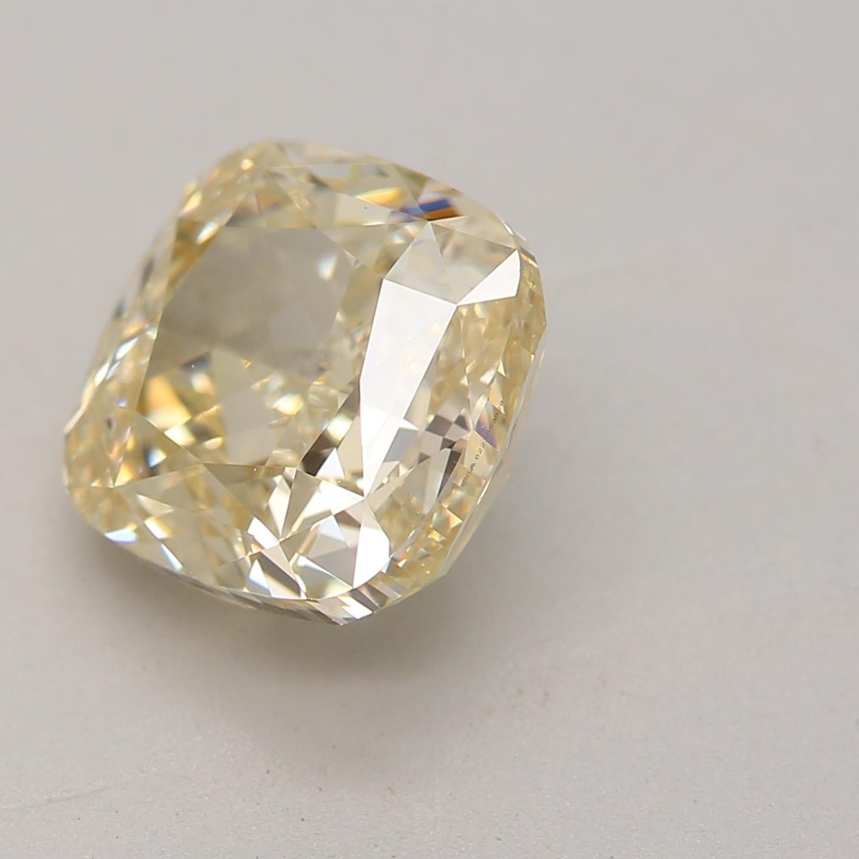 Cushion Cut 2.01 Carat Fancy Light Brownish YELLOW I1 Clarity Diamond For Sale
