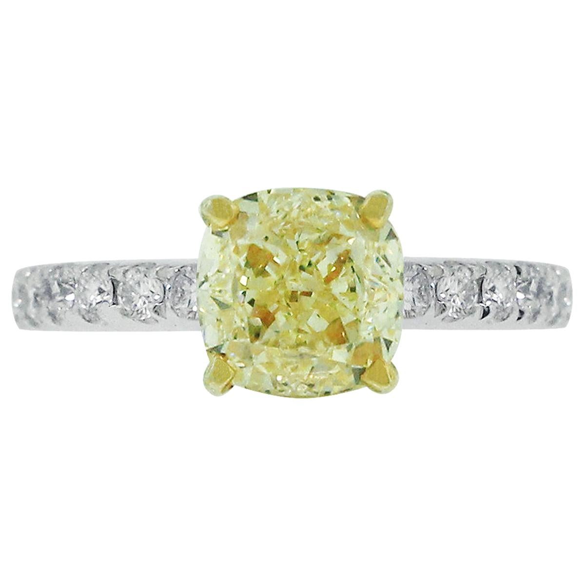 2.01 Carat Fancy Yellow Diamond Engagement Ring