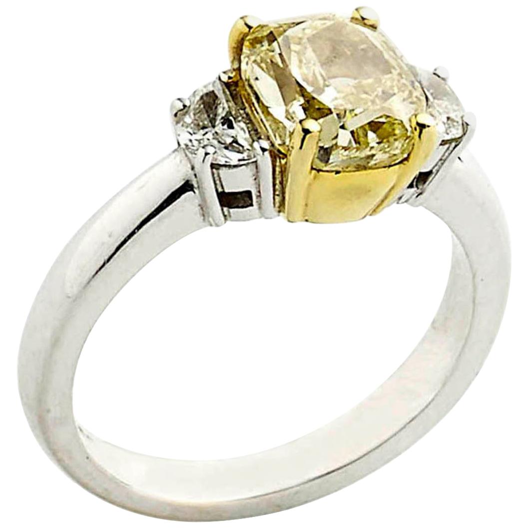 DiamondTown GIA Certified 2.25 Carat Natural Fancy Yellow Diamond Ring