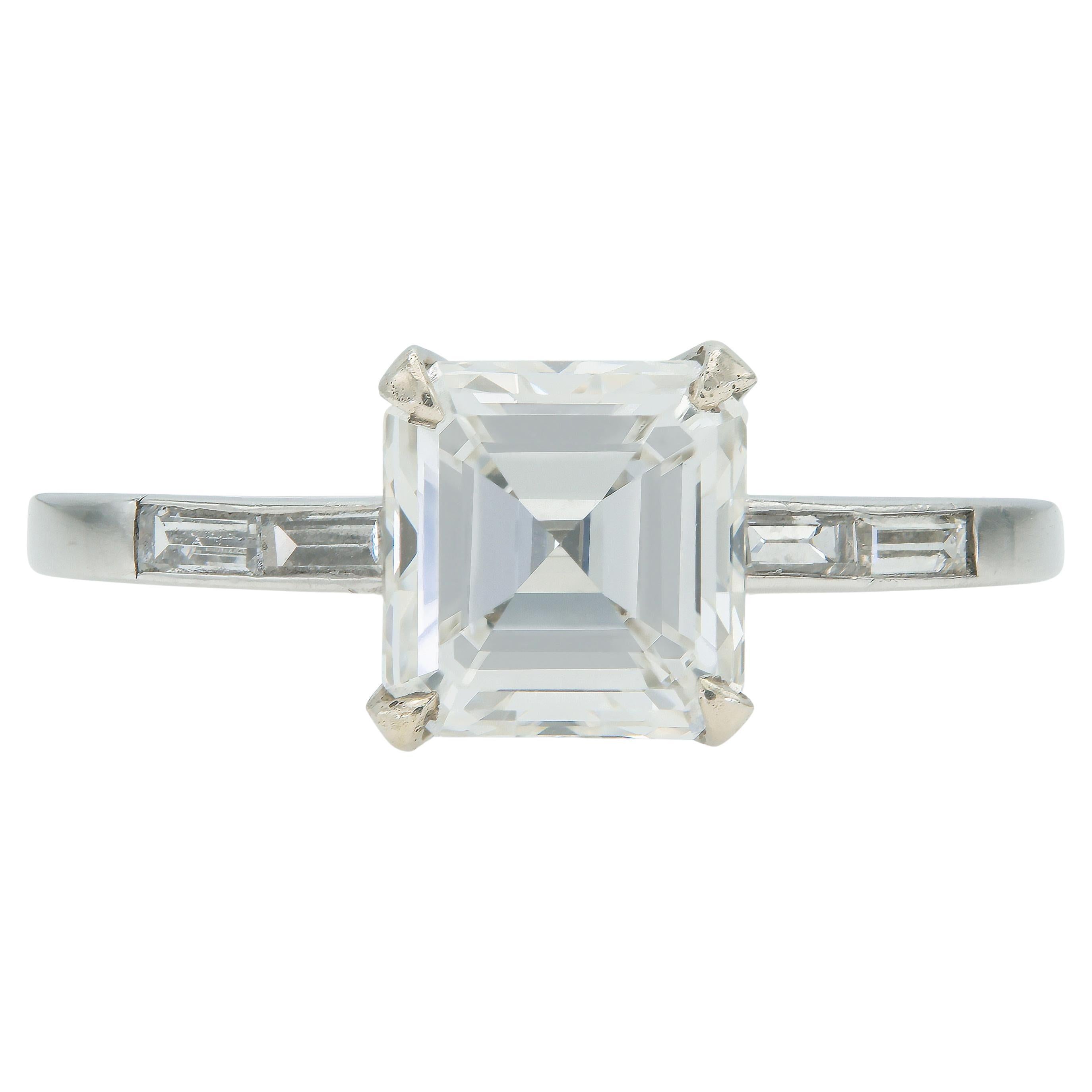 2.01 Carat GIA Certified Square Emerald Cut Diamond Engagement Ring