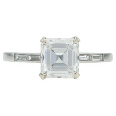 2.01 Carat GIA Certified Square Emerald Cut Diamond Engagement Ring