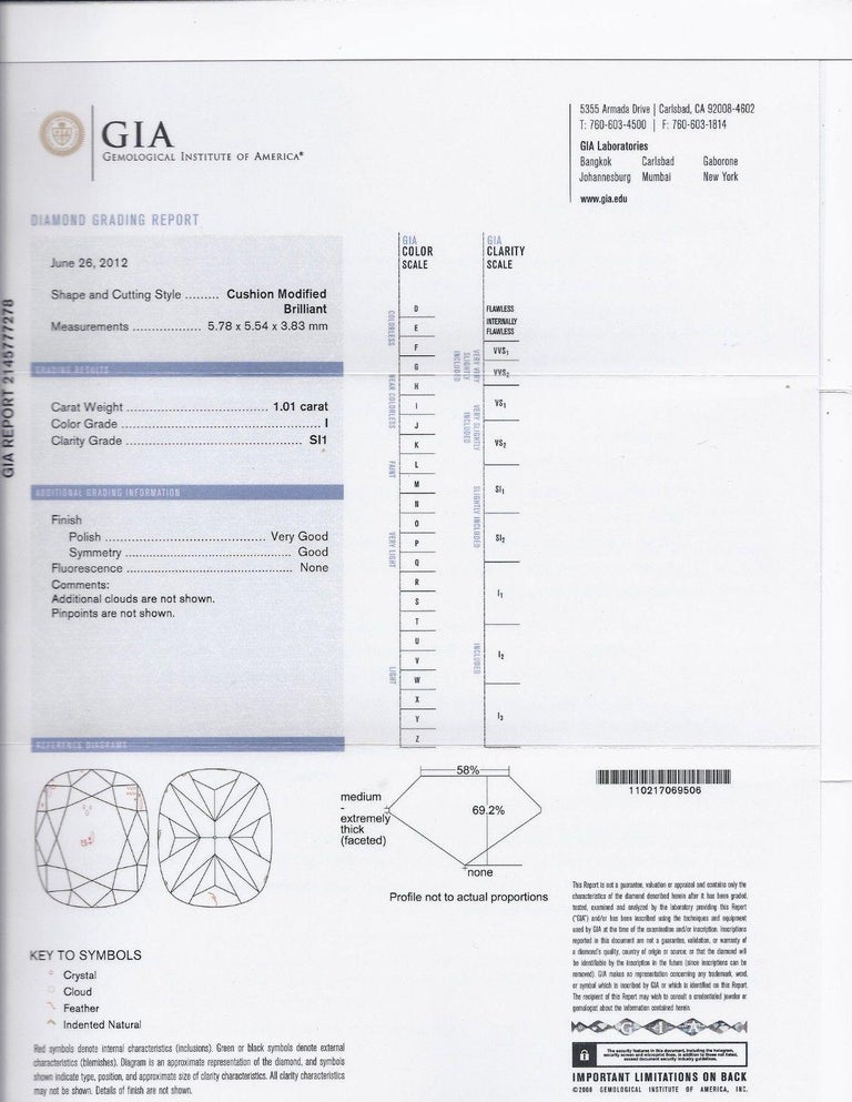 2.01 Carat GIA Cushion Cut Diamond Ring Platinum For Sale (Free ...