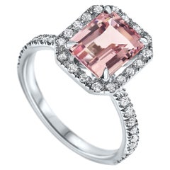 2.01 Carat Morganite and Diamond Ring in 14 Karat White Gold - Shlomit Rogel