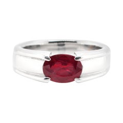 2.01 Carat, Natural Burmese, Pigeon's Blood Color Ruby Ring Set in Platinum