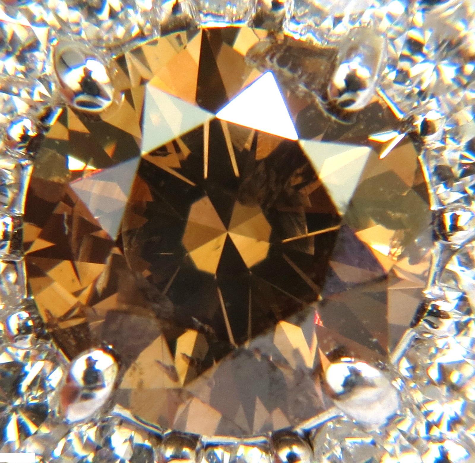 2.01 Carat Natural Fancy Orange Brown Diamond Cluster Halo Ring G/VS Full Cuts For Sale 4