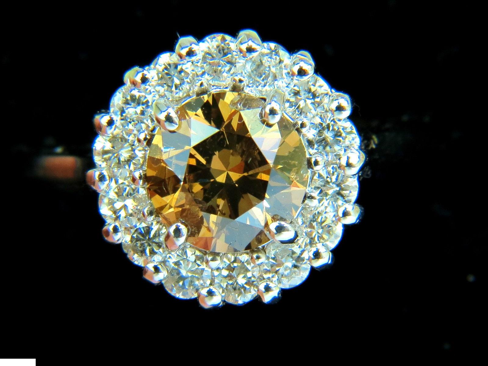 2.01 Carat Natural Fancy Orange Brown Diamond Cluster Halo Ring G/VS Full Cuts For Sale 3