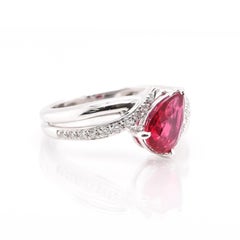2.01 Carat Natural, Untreated Ruby and Diamond Ring Set in 18 Karat White Gold