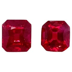 2.01 Carat Octagon-Cut Vivid Red Ruby Pair