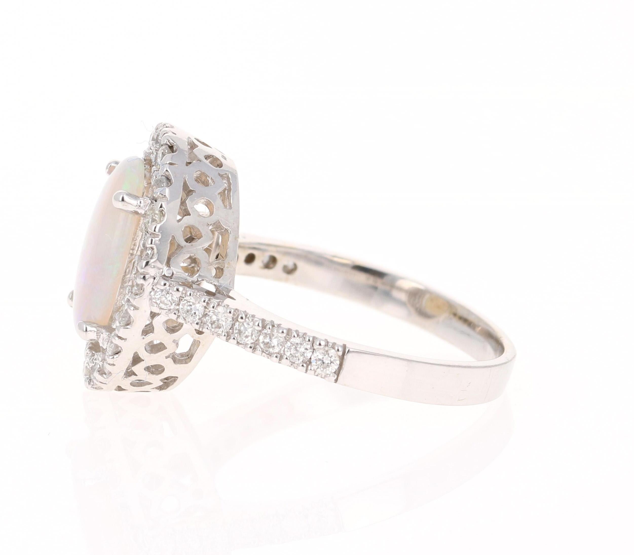 Modern 2.01 Carat Opal Diamond 14 Karat White Gold Ring