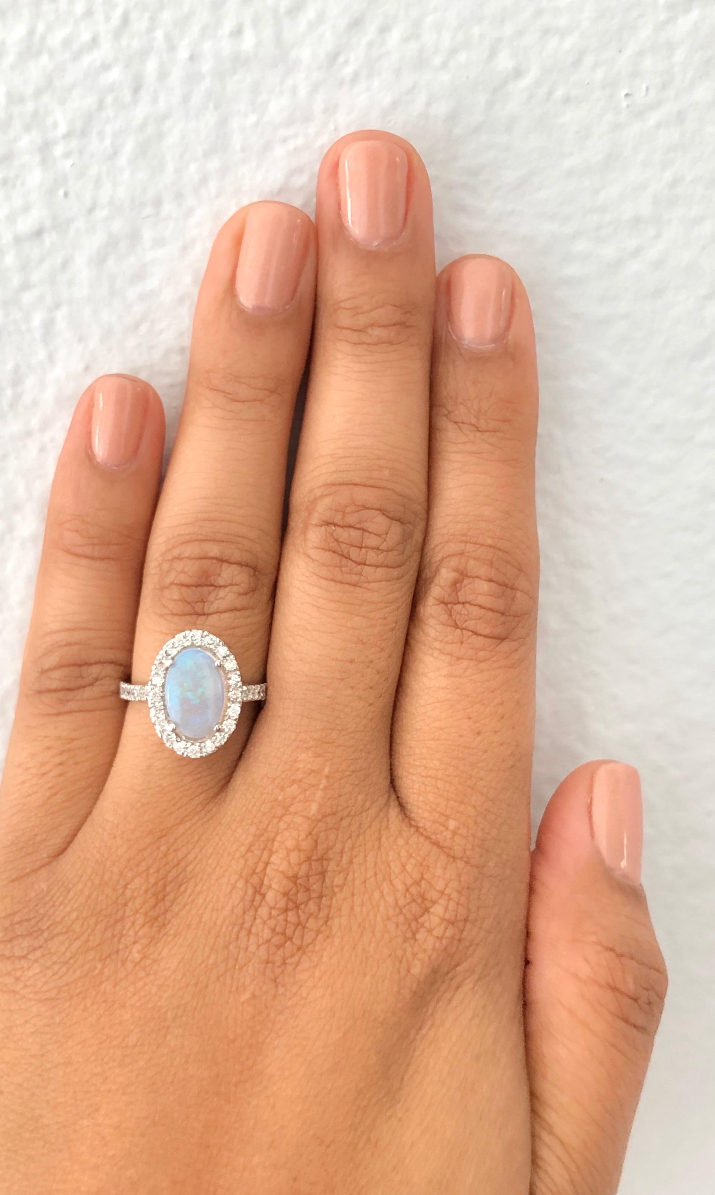 2.01 Carat Opal Diamond 14 Karat White Gold Ring In New Condition In Los Angeles, CA