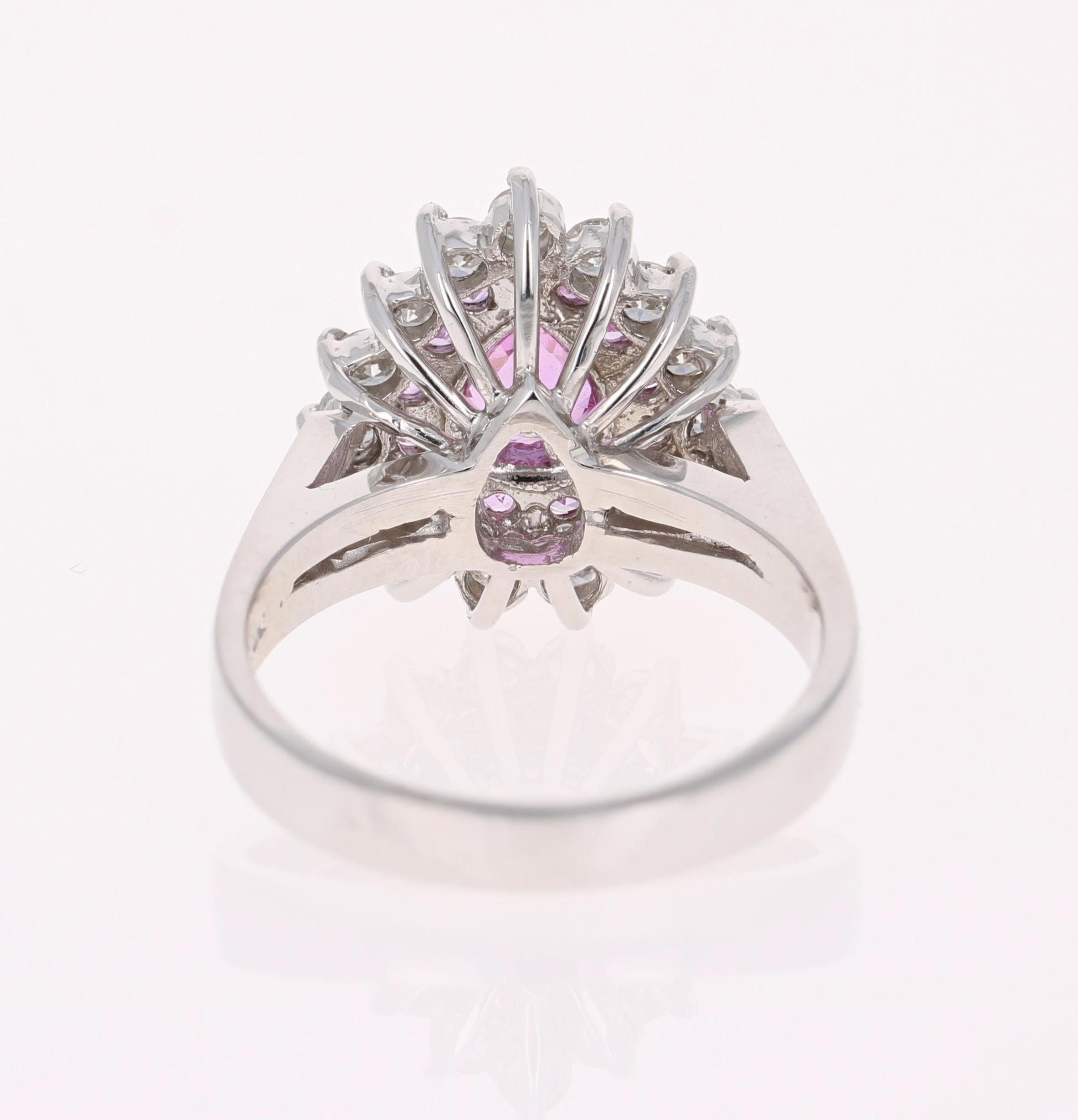 2,01 Karat Rosa Saphir Diamant 14 Karat Weißgold Ring im Zustand „Neu“ im Angebot in Los Angeles, CA
