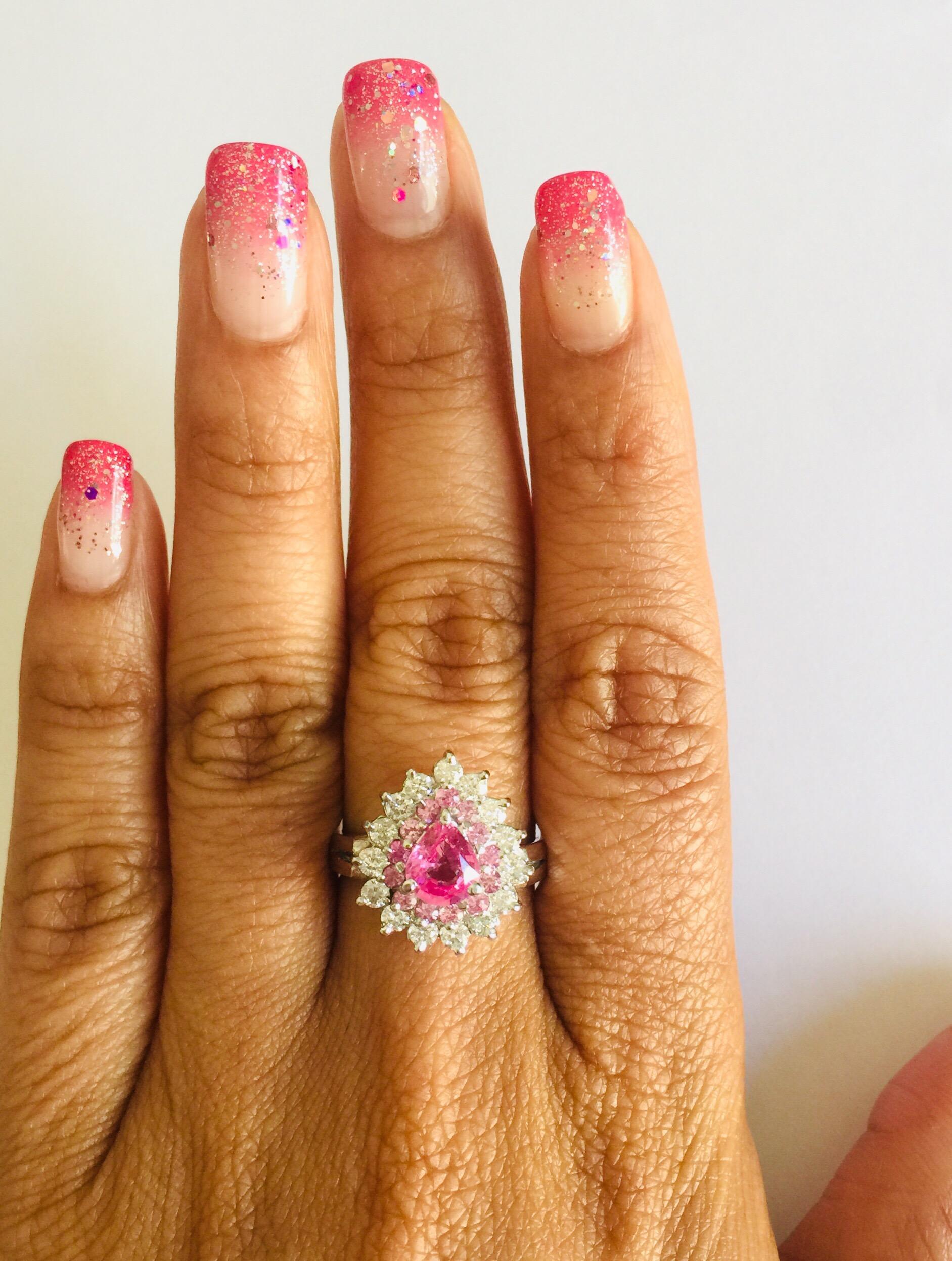 2,01 Karat Rosa Saphir Diamant 14 Karat Weißgold Ring im Angebot 1