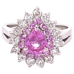 Anello in oro bianco 14 carati con diamante e zaffiro rosa da 2,01 carati