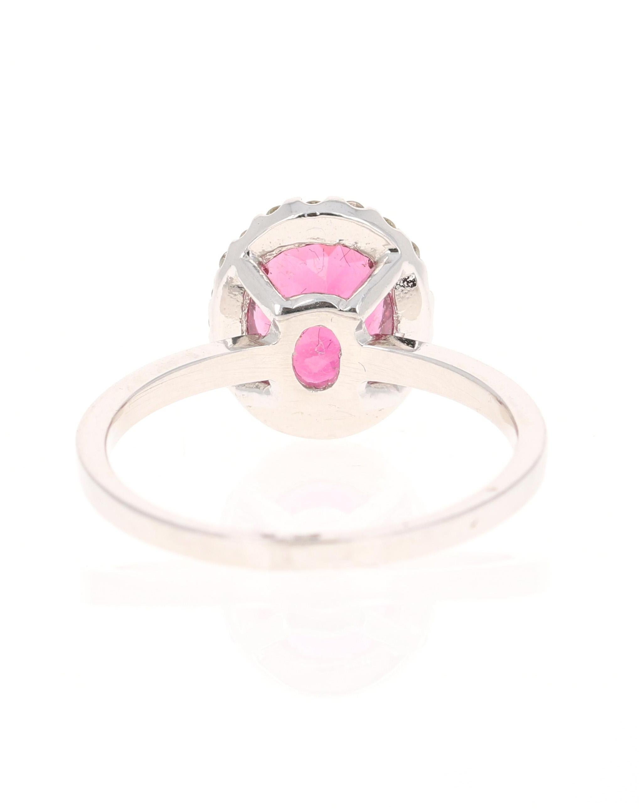 Contemporary 2.01 Carat Pink Tourmaline Diamond 14 Karat White Gold Ring