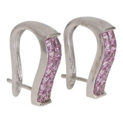 2.01 Carat Purple Pink Sapphire Horseshoe Hoop Earrings - EGL, USA