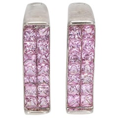 2.01 Carat Purple Pink Sapphire Horseshoe Hoop Earrings - EGL, USA