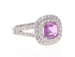 GIA Certified 2.01 Carat Unheated Purple Sapphire Diamond 14K White Gold Ring