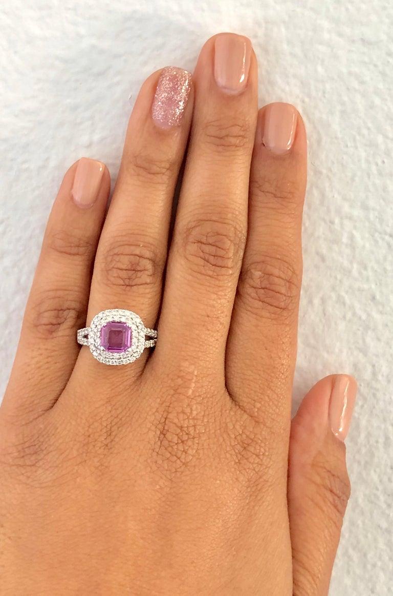 GIA Certified 2.01 Carat Unheated Purple Sapphire Diamond 14K White Gold Ring In New Condition For Sale In Los Angeles, CA