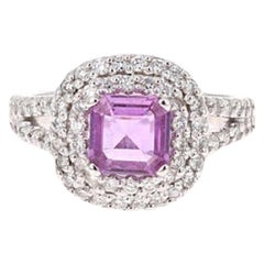 Anillo de oro blanco de 14 quilates con diamante zafiro púrpura no calentado certificado por GIA de 2,01 quilates