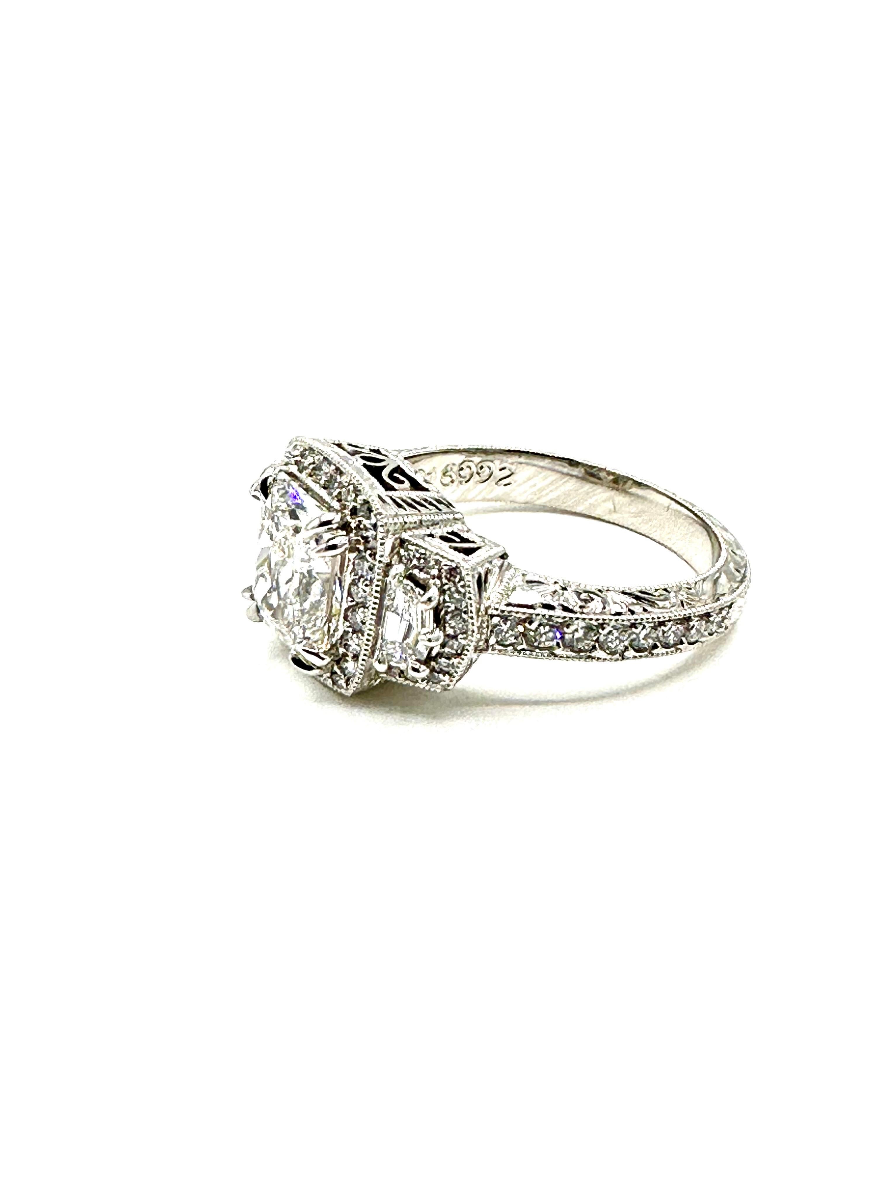 2.01 Carat Radiant Cut F/VS1 Diamond Platinum Ring In Excellent Condition For Sale In Chevy Chase, MD