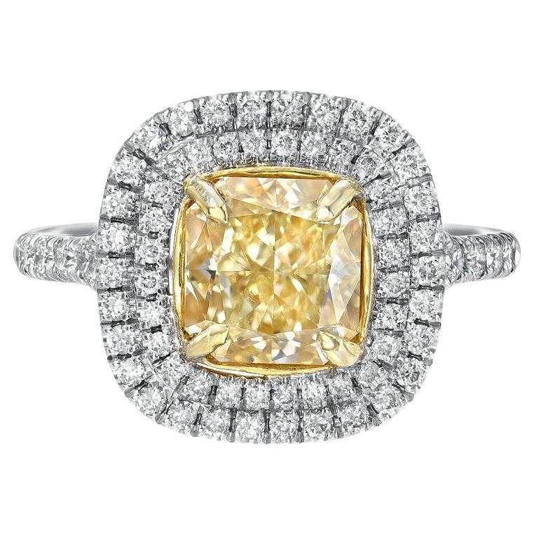 2.01 Carat Radiant Yellow Diamond Ring 
