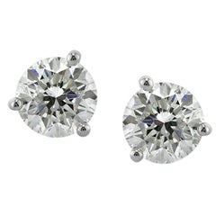 Mark Broumand 2.01 Carat Round Brilliant Cut Diamond Stud Earrings