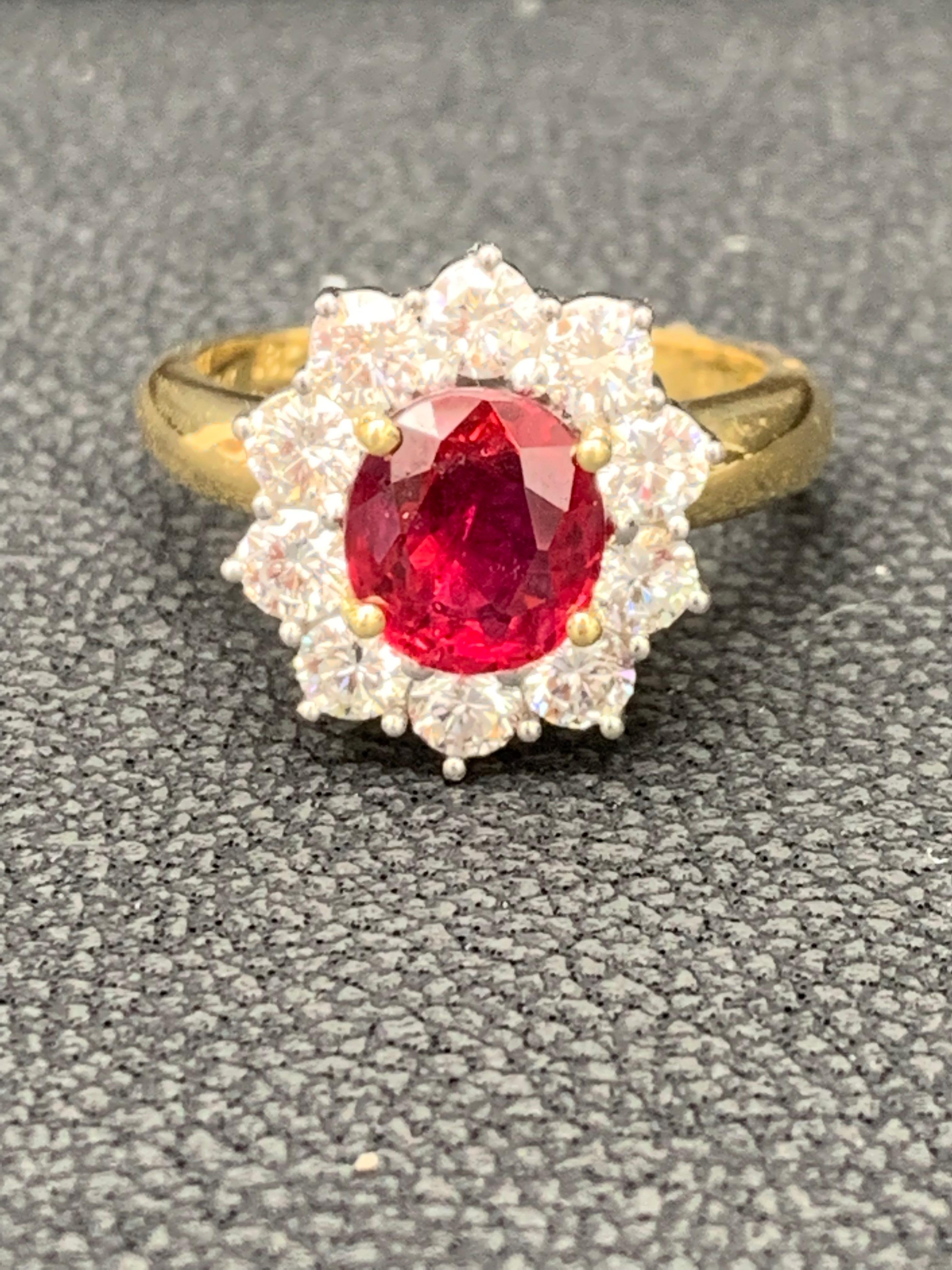 2.01 Carat Round Brilliant Cut Ruby and Diamond Fashion Ring in 18K Mix Gold For Sale 1