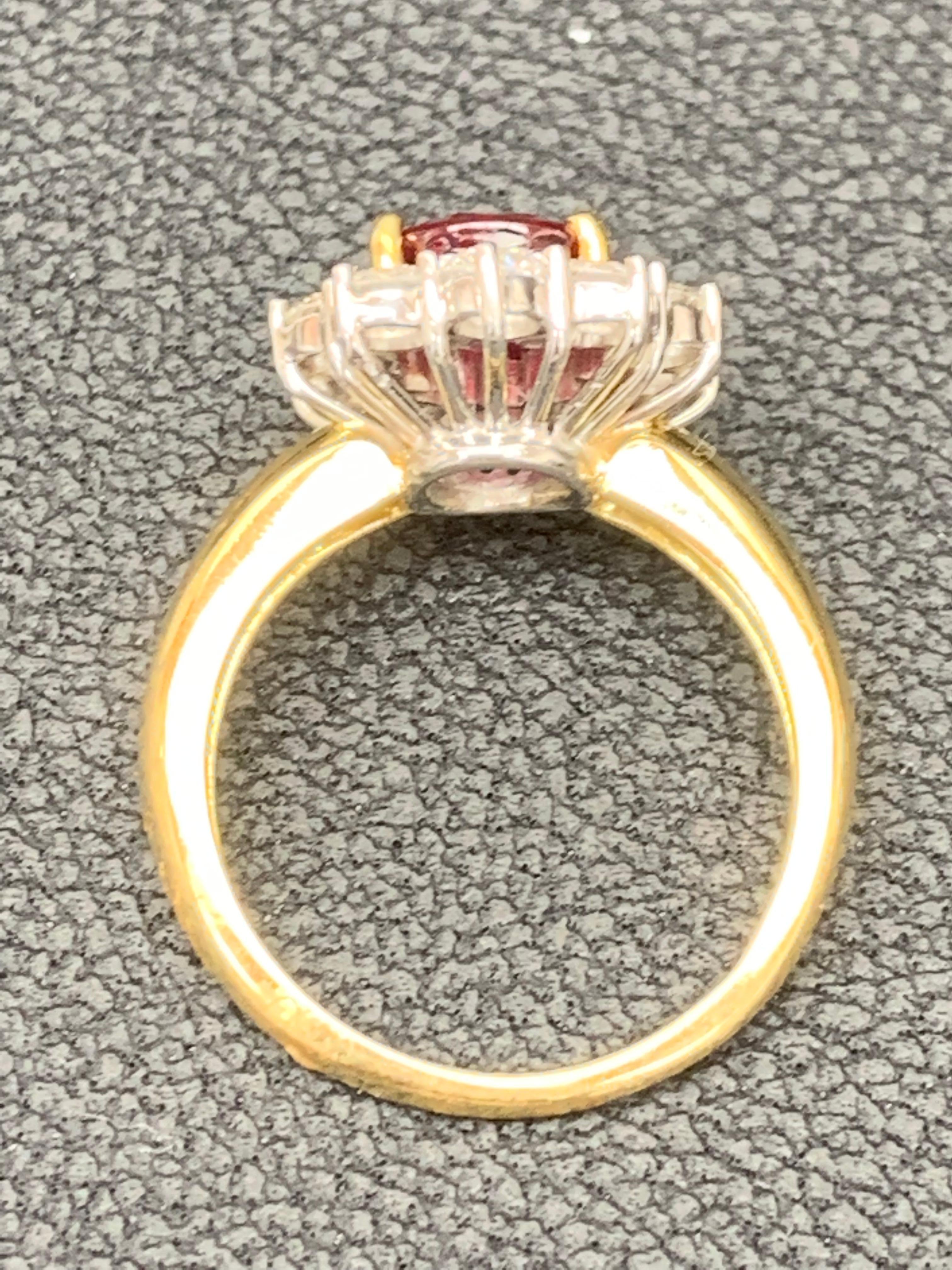 Bague de mode en or mélangé 18 carats, rubis et diamants, taille ronde et brillante de 2,01 carats en vente 7