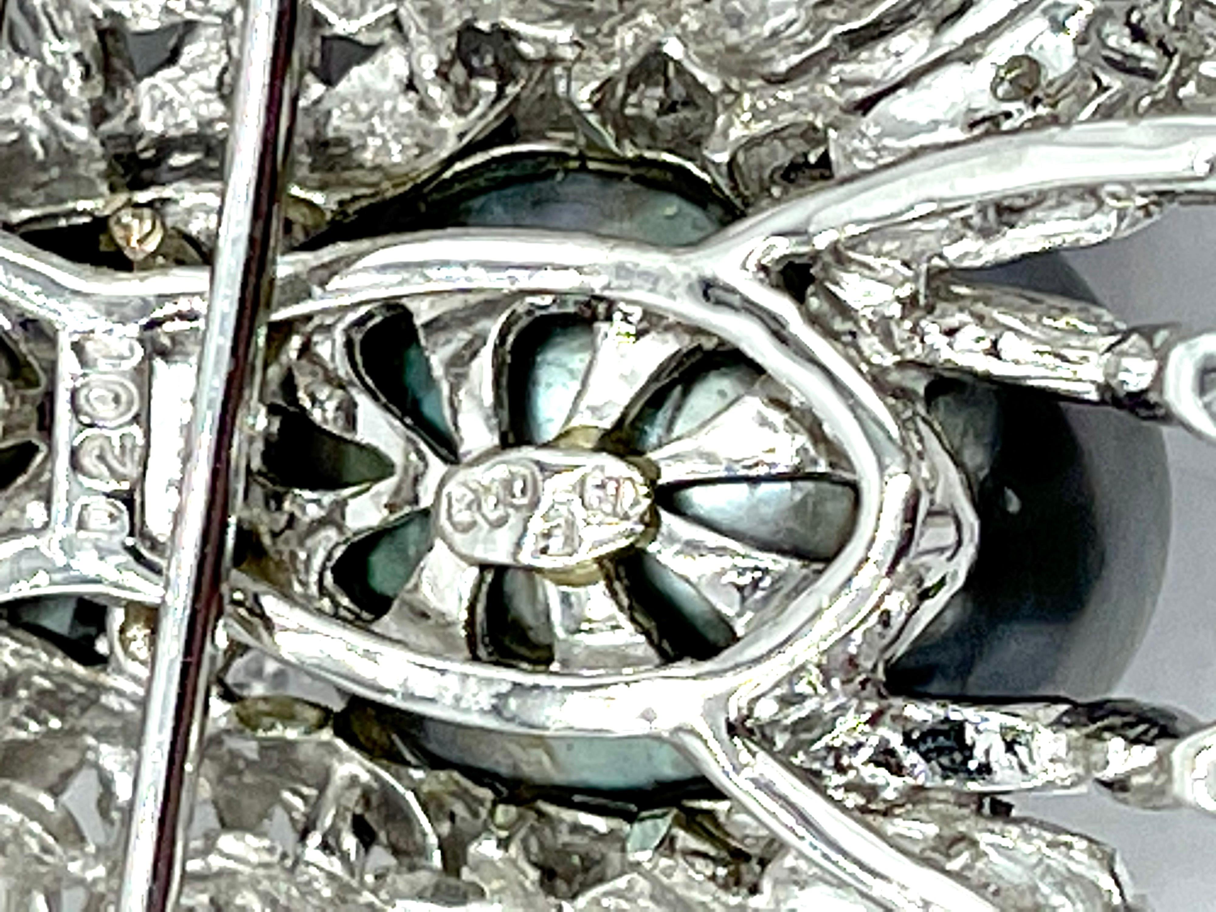 2,01 Karat runder Brillant Diamant und Tahiti-Perle Schmetterling Anhänger Brosche (Moderne) im Angebot