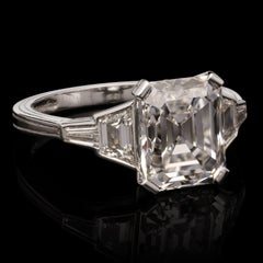 2.01 Carat Emerald Brilliant Statement Brilliant Gold Quiet Power Diamond Ring