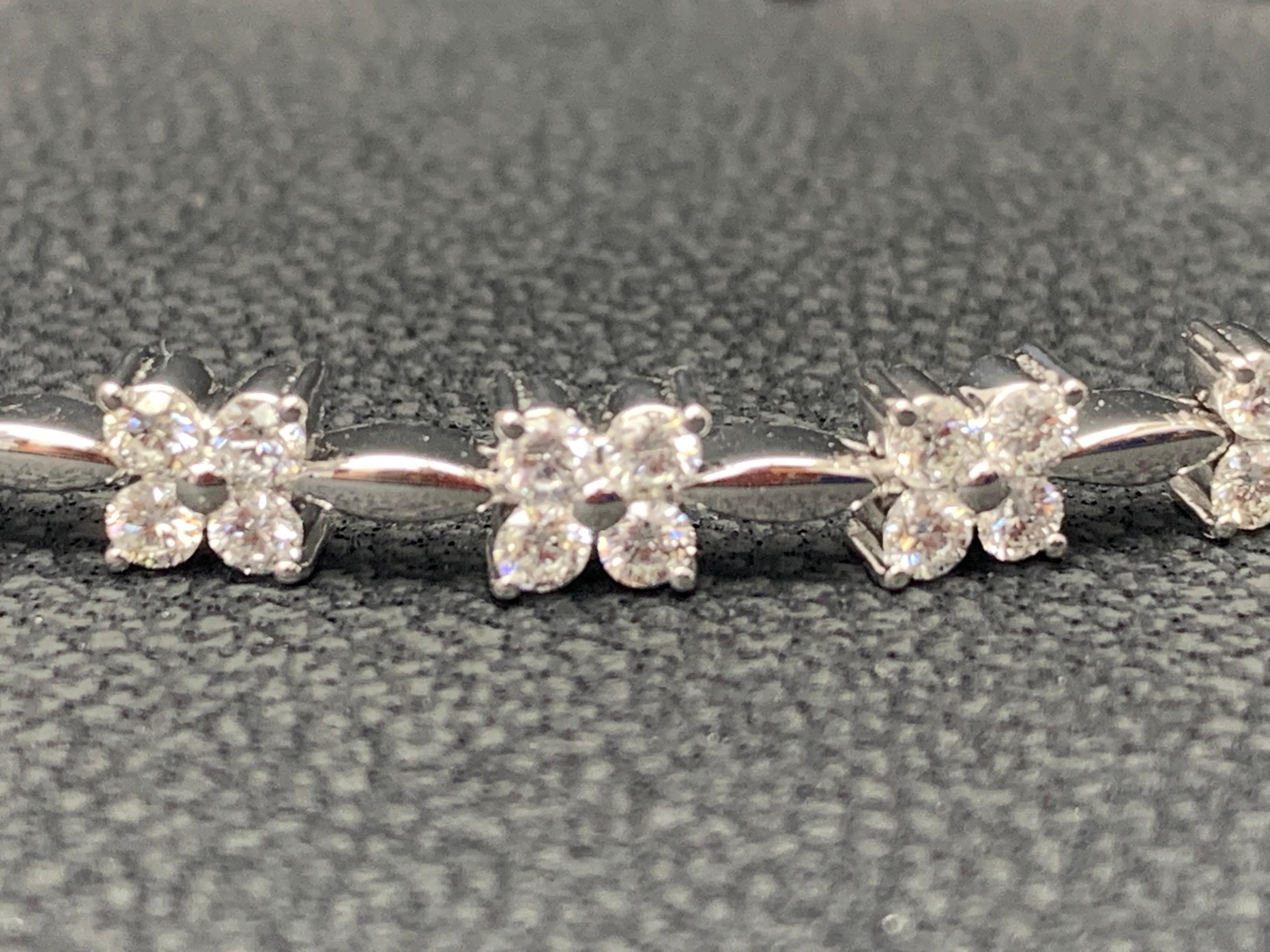 Pulsera de tenis con diamantes de corte redondo de 2,01 quilates en oro blanco de 14 quilates Corte redondo en venta