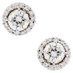 2.01 Carat Round Cut GIA Certified Diamond Studs 14 Karat