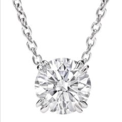 2.01 Carat Round Diamond D Internally Flawless Platinum Pendant Necklace