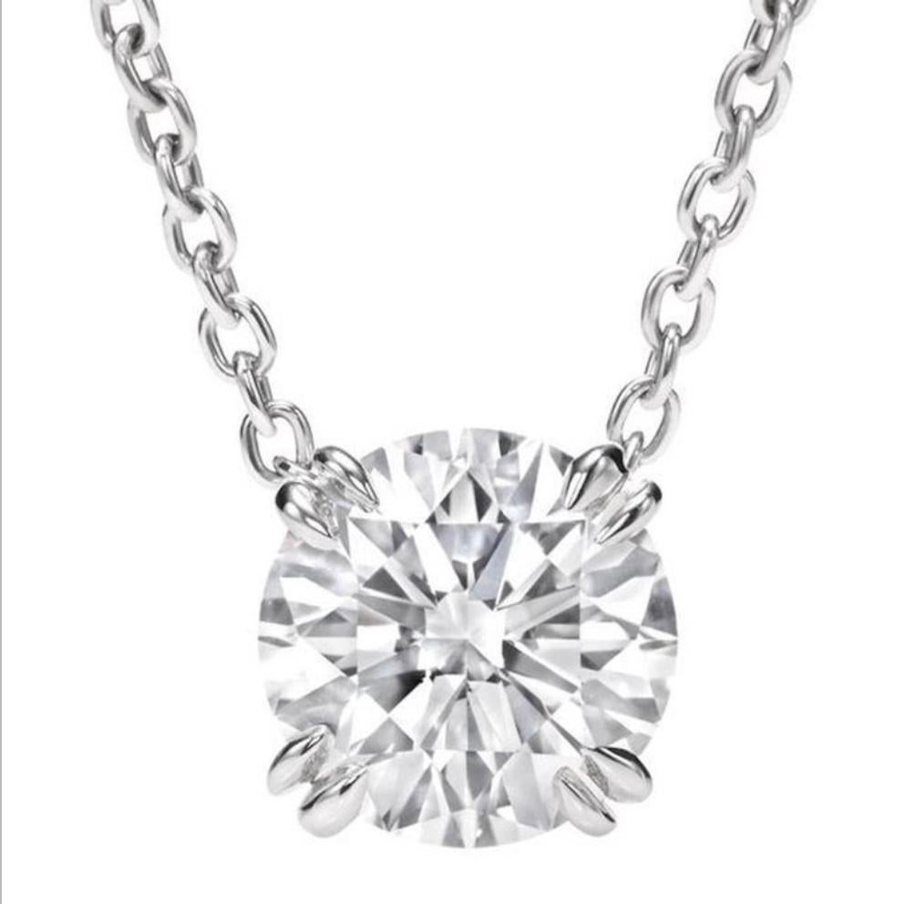 Art Deco 2.01 Carat Round Diamond D Internally Flawless Platinum Pendant Necklace For Sale